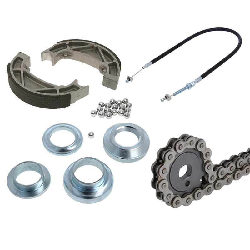 Brakes, chains and sprockets, wheel axles, fork parts & more