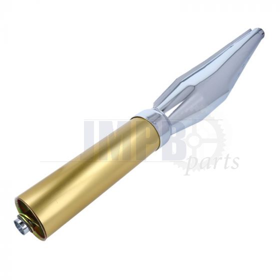 Exhaust Silencer Cross Chrome/Gold 28MM