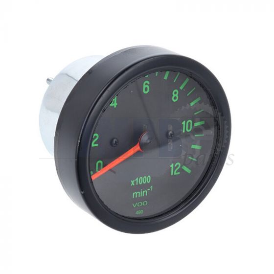 Tachometer 85MM VDO Replica Black/Green