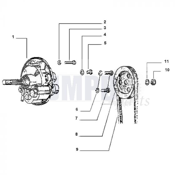 Rear hub house Vespa Ciao