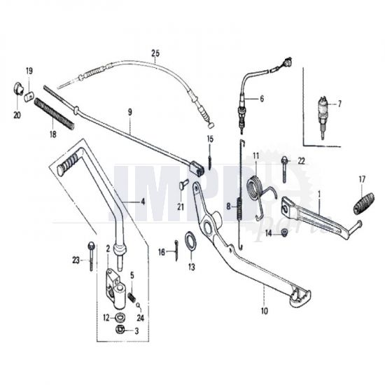 Kickstart / Gear / Brake pedals Honda MT50