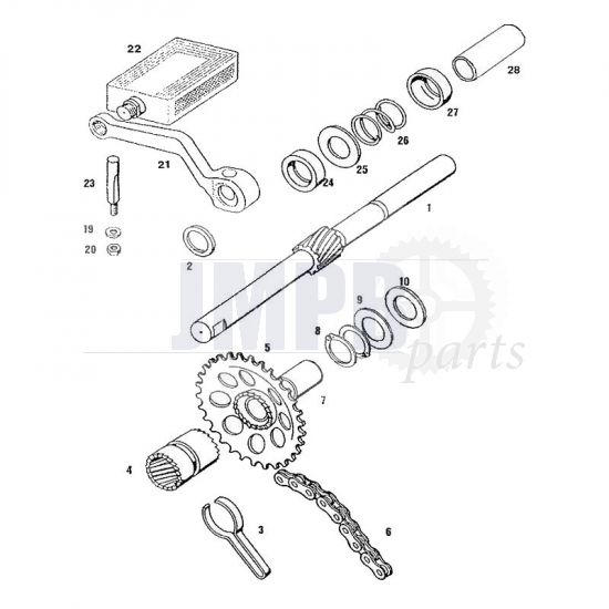 Crank axle Tomos Flexer up to 2006