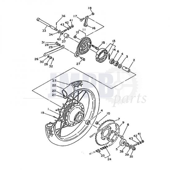 Rear wheel Yamaha FS1 2RU